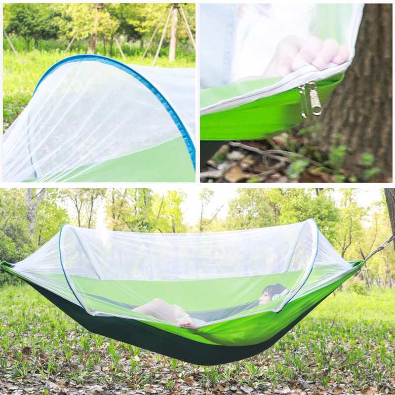 Hamac 2 Personnes Parachute avec Moustiquaire - Nylon Taffeta 210T - Camp de Base Farzen