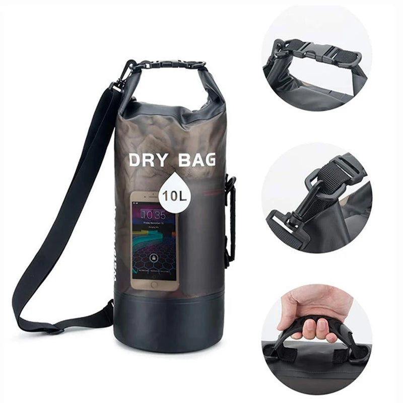 Sac Étanche PVC 10L 20L - Imperméable Natation Rafting Kayak - Camp de Base Farzen