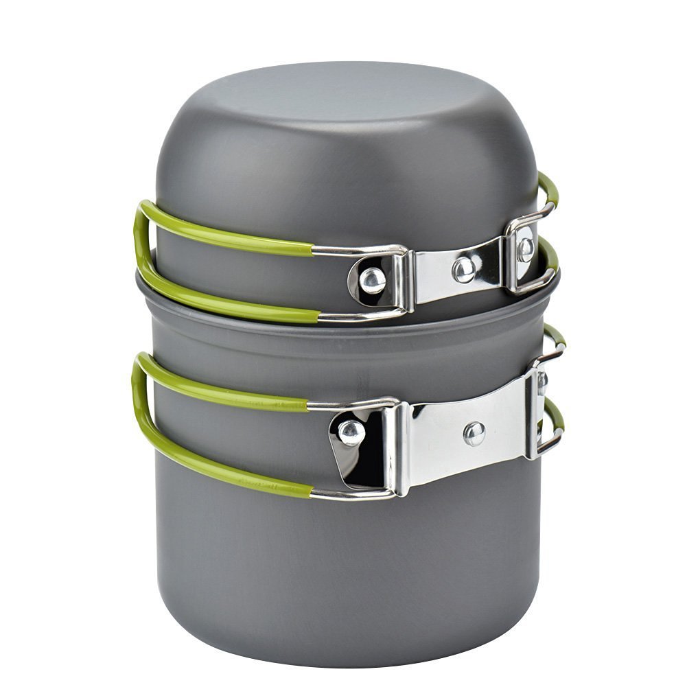 Kit Cuisine Camping Aluminium 10 Pièces Antiadhésif - Batterie Complète 2-3 Personnes - Camp de Base Farzen