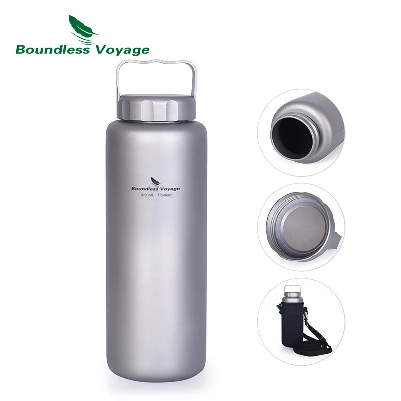 Gourde Titane 1050ml Grande Capacité - Anti-Fuite Expédition Longue Durée - Camp de Base Farzen