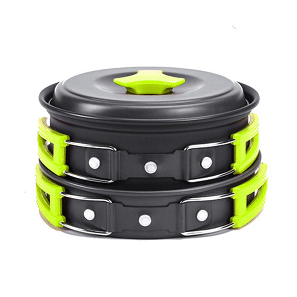 Kit Cuisine Camping Aluminium 10 Pièces Antiadhésif - Batterie Complète 2-3 Personnes - Camp de Base Farzen