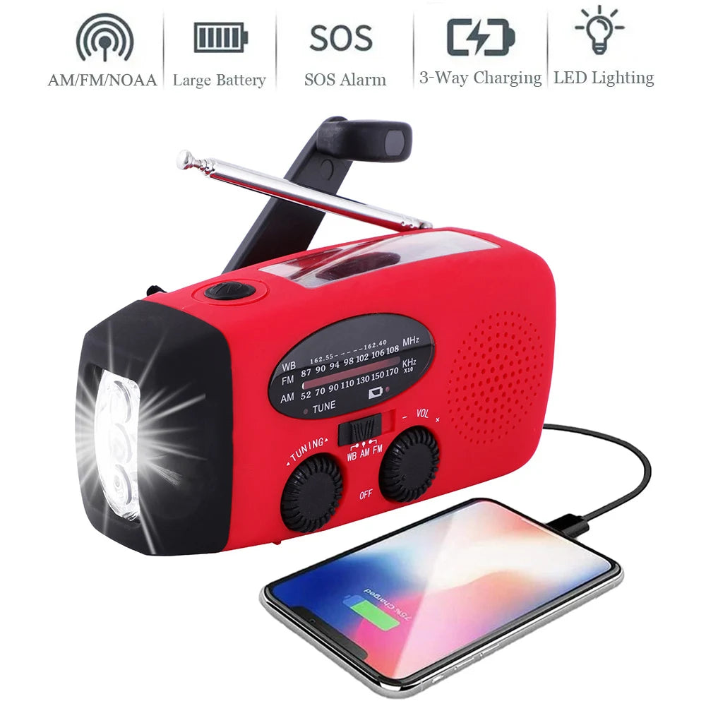 Lampe Camping Solaire Radio AM/FM - 2000mAh USB LED Multifonction - Camp de Base Farzen