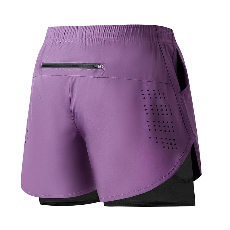 Short Fitness Homme Double Couche - Séchage Rapide Running Sport Noir - Camp de Base Farzen