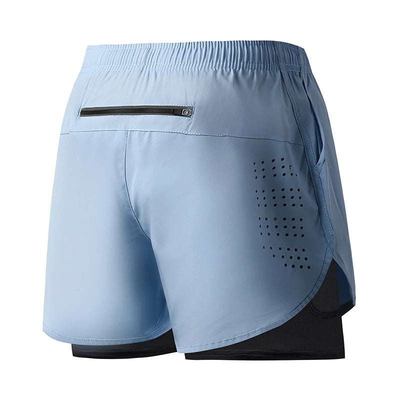 Short Fitness Homme Double Couche - Séchage Rapide Running Sport Noir - Camp de Base Farzen