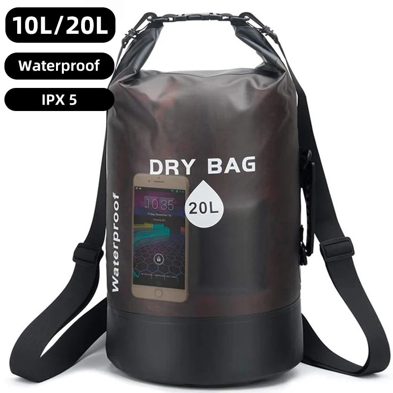 Sac Étanche PVC 10L 20L - Imperméable Natation Rafting Kayak - Camp de Base Farzen