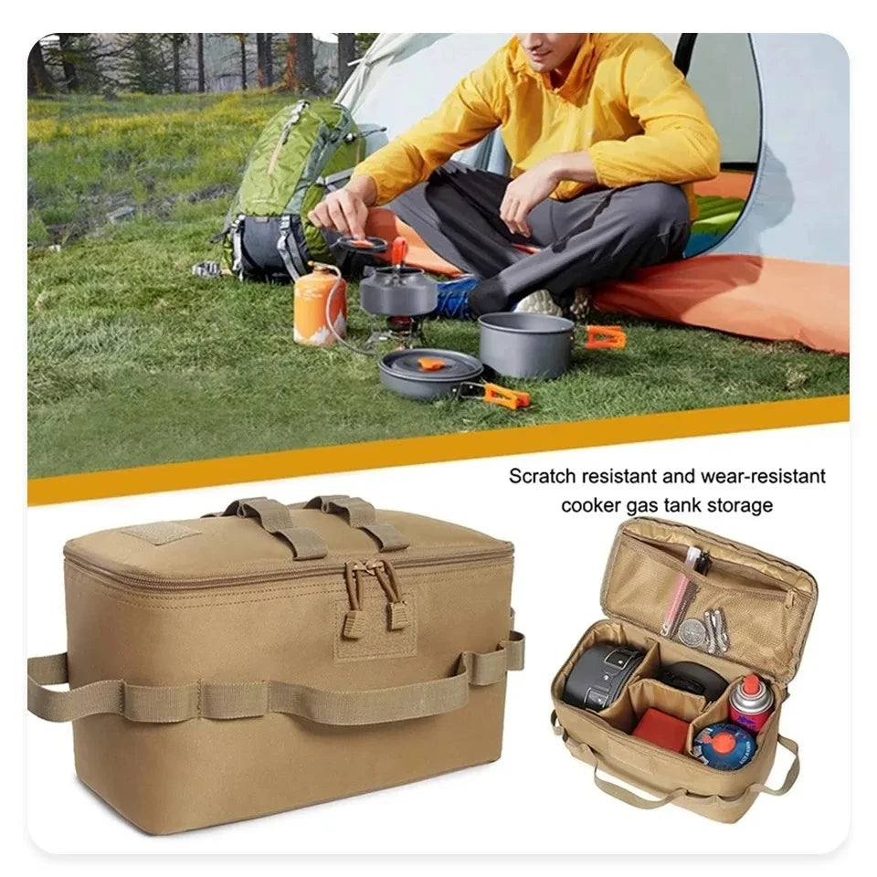Sac Rangement Camping Oxford 600D - Organisateur Réchaud Ustensiles 310g - Camp de Base Farzen