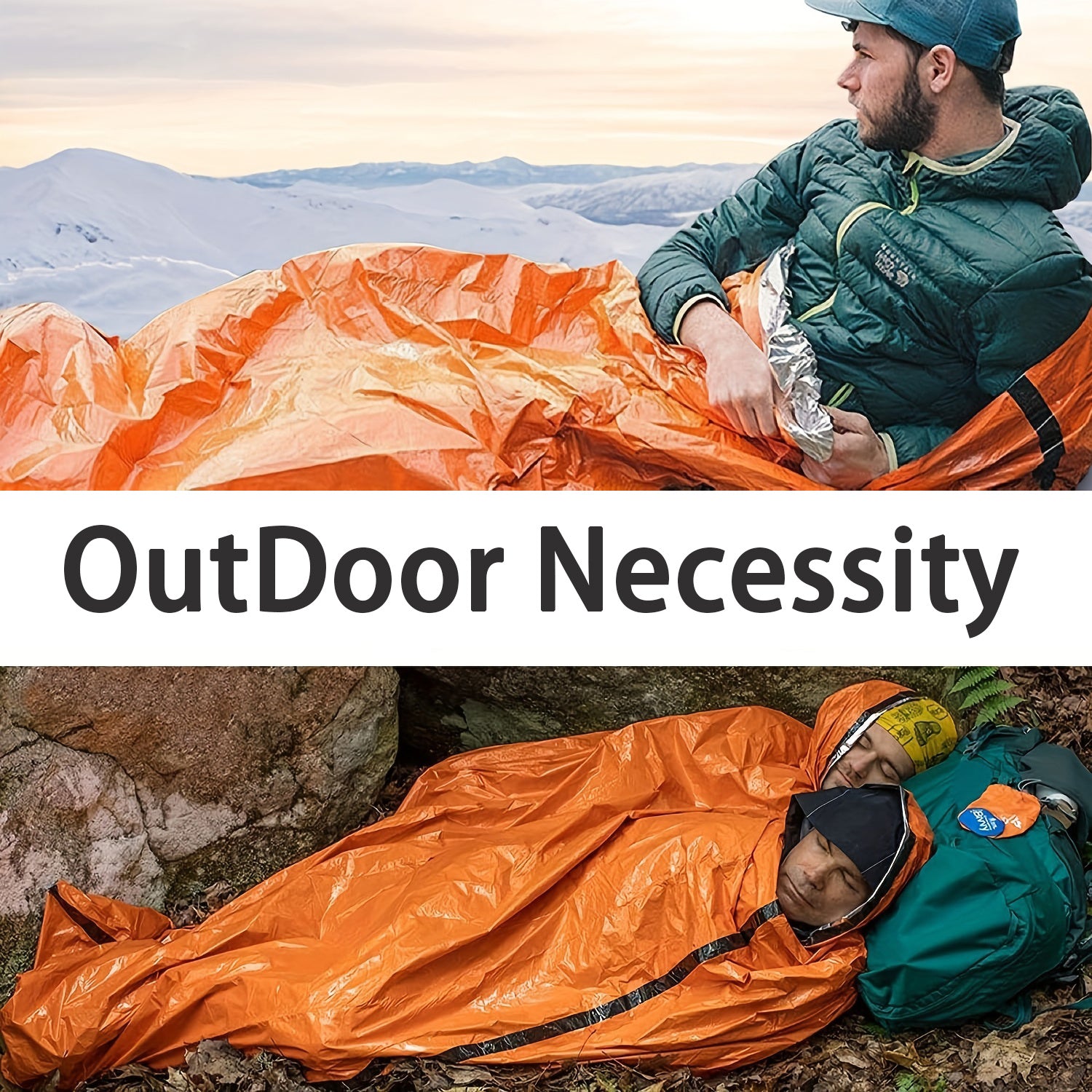 Sac Couchage Urgence Bivouac - Thermique Imperméable 72g - Camp de Base Farzen
