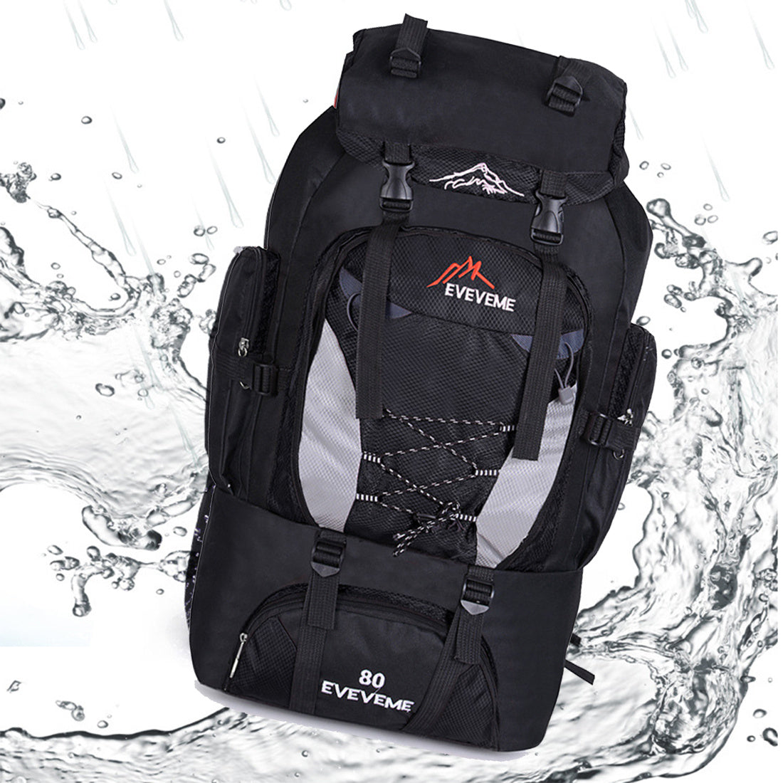 Sac à dos de randonnée extra large 80 L, imperméable, noir - Camp de Base Farzen