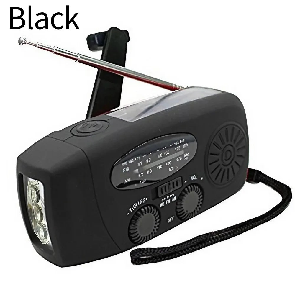 Radio Météo Urgence FM AM WB - Solaire Manivelle 2000mAh LED - Camp de Base Farzen