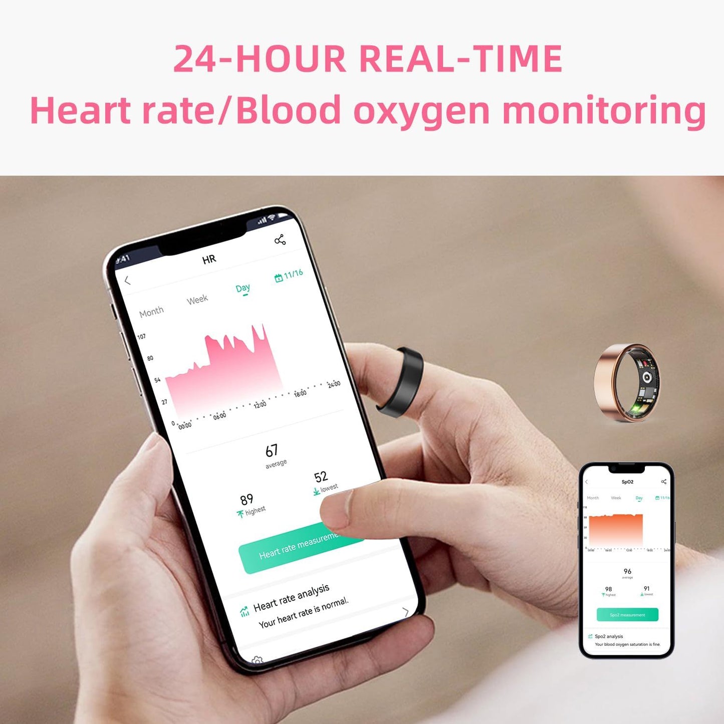 Bague Connectée Santé - Fitness Sommeil IP68 Bluetooth - Camp de Base Farzen