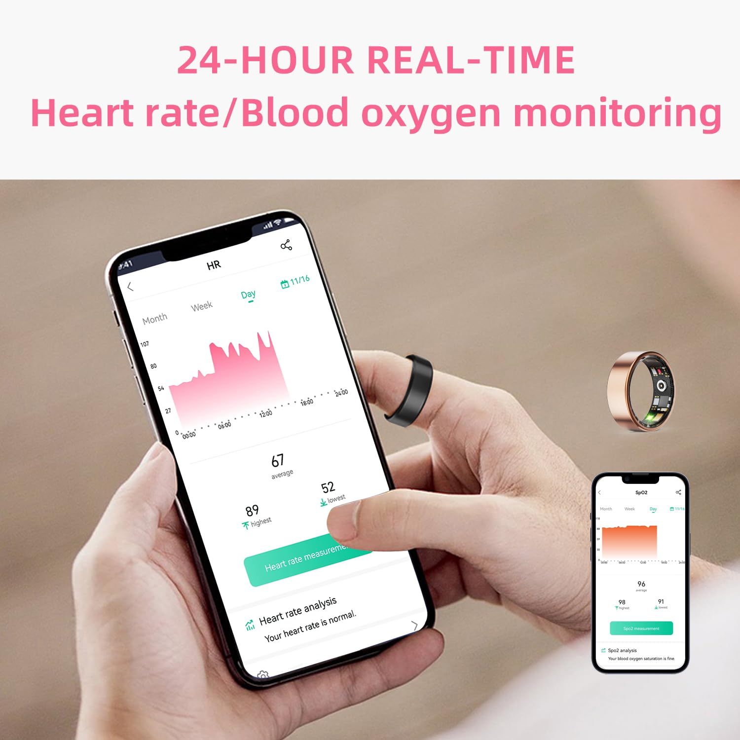 Bague Connectée Santé - Fitness Sommeil IP68 Bluetooth - Camp de Base Farzen