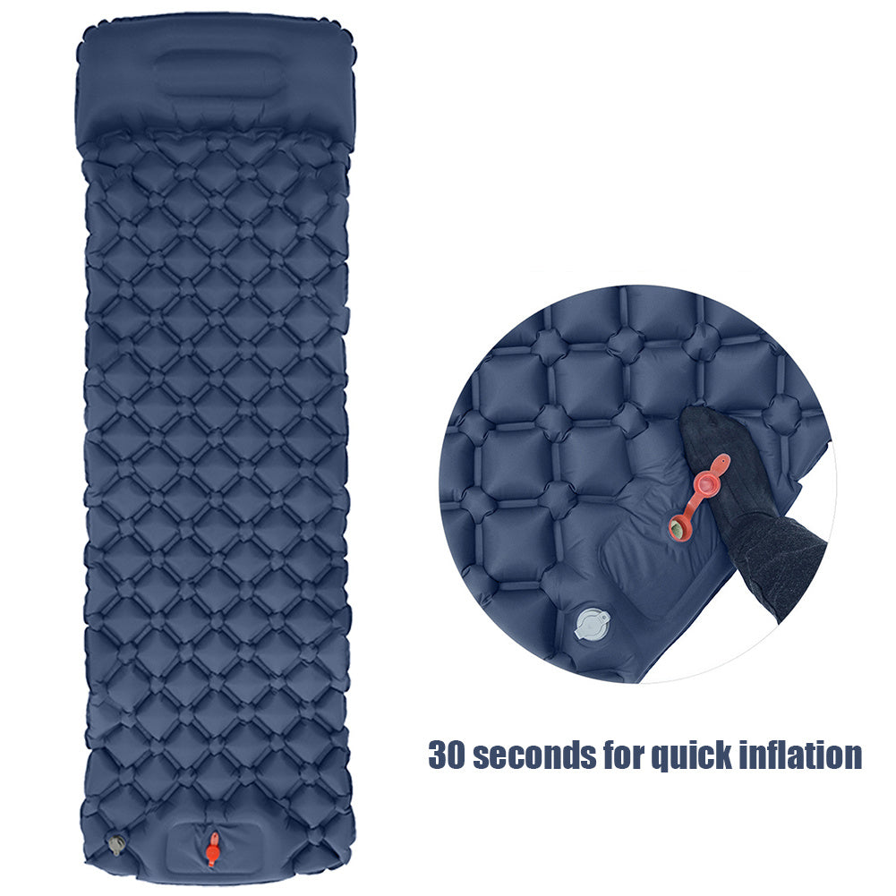 Matelas Gonflable Camping - Oreillers Intégrés 190x60cm Ultra-Léger - Camp de Base Farzen