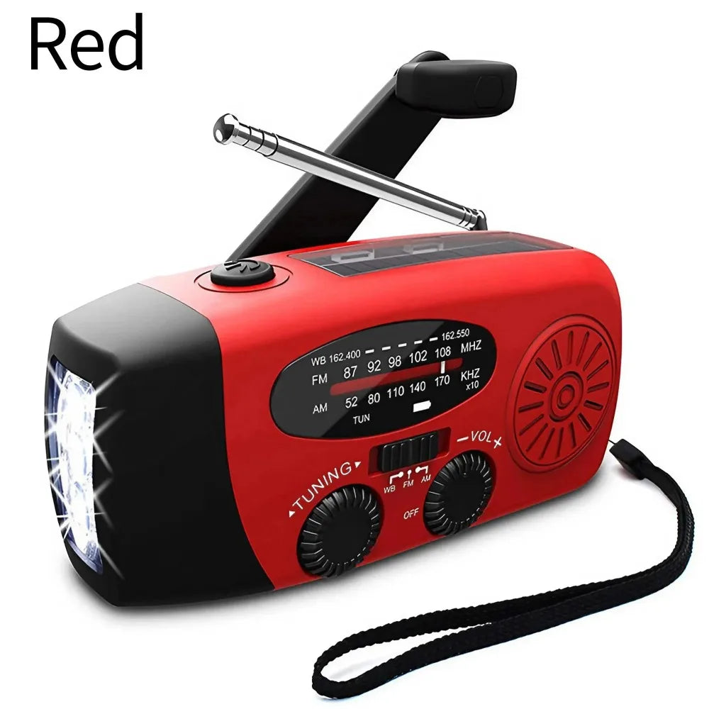 Radio Météo Urgence FM AM WB - Solaire Manivelle 2000mAh LED - Camp de Base Farzen