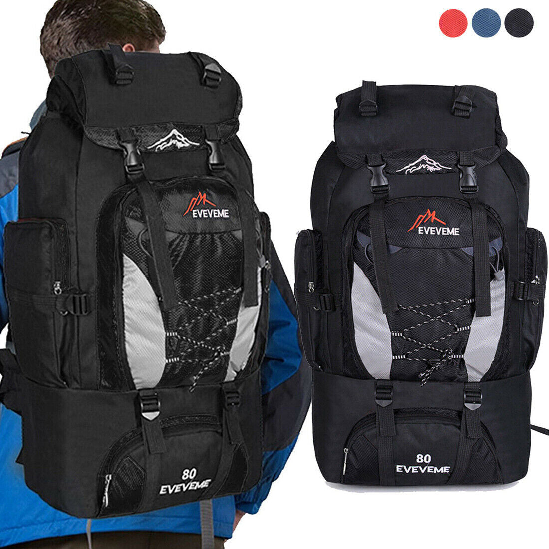 Sac à dos de randonnée extra large 80 L, imperméable, noir - Camp de Base Farzen
