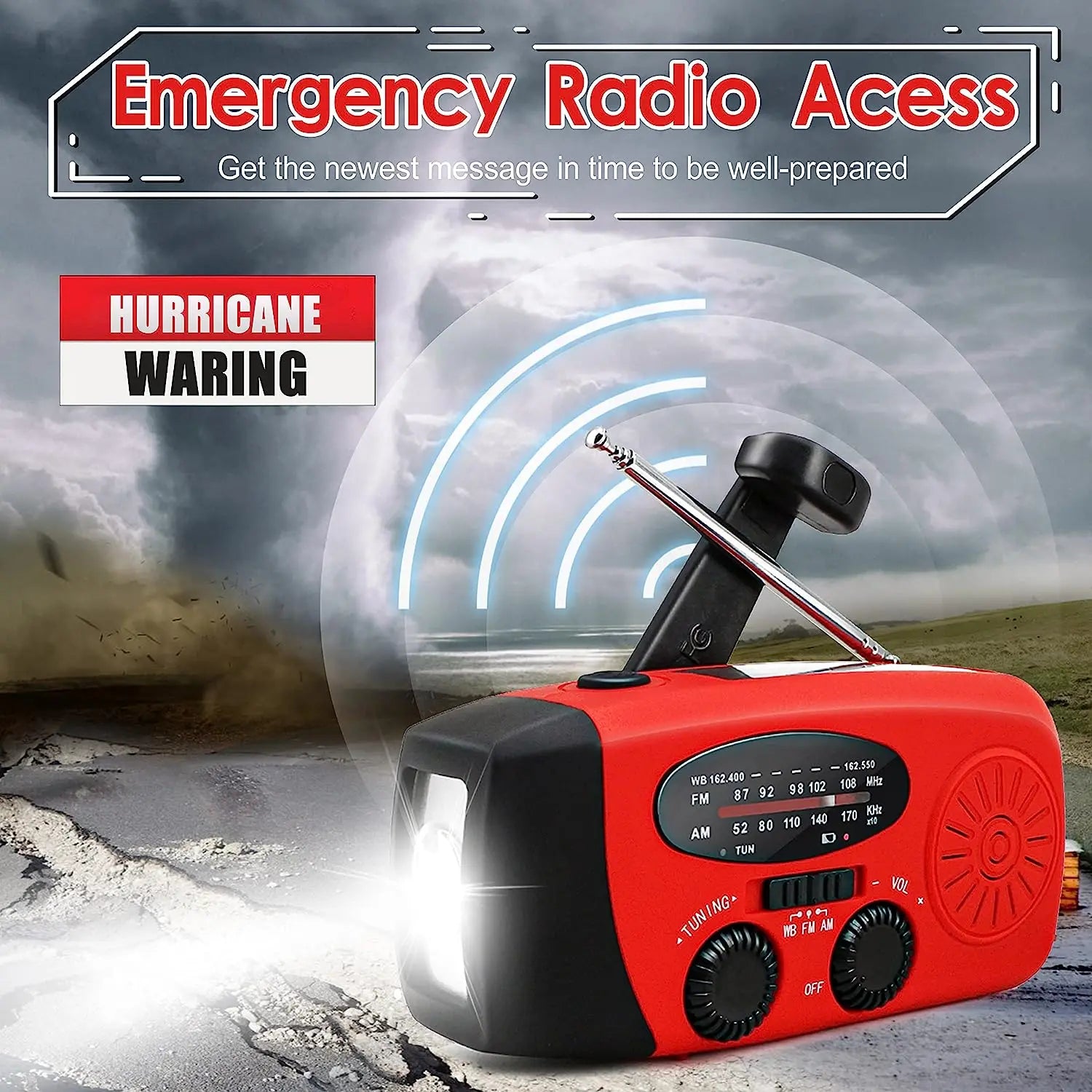 Lampe Camping Solaire Radio AM/FM - 2000mAh USB LED Multifonction - Camp de Base Farzen