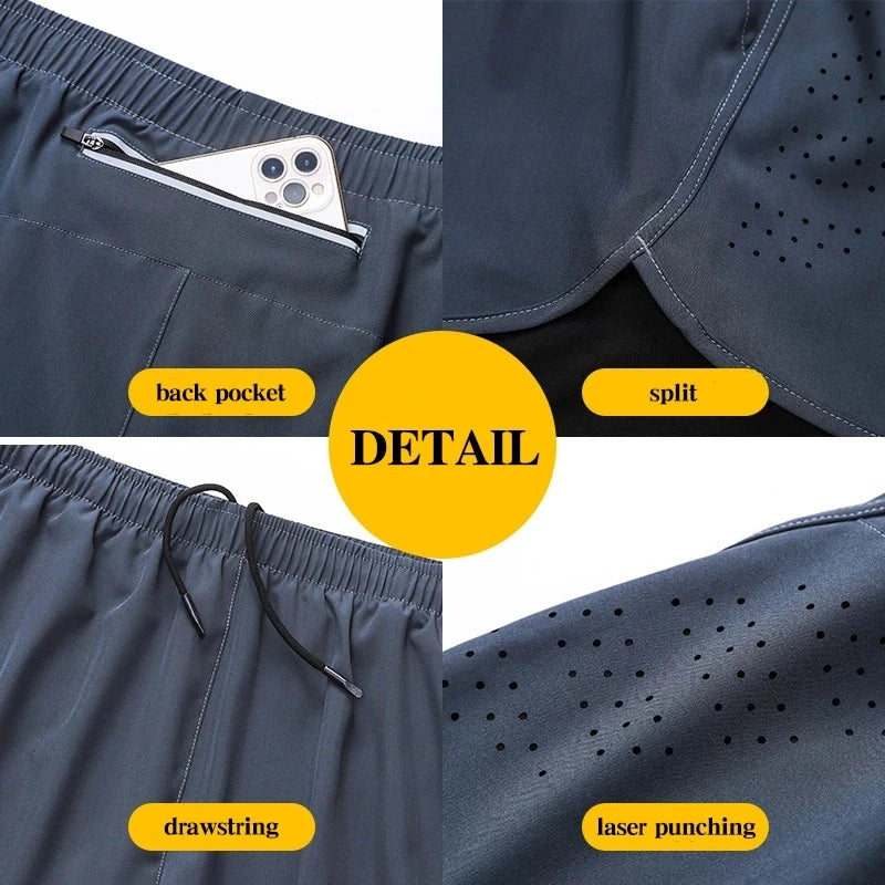 Short Fitness Homme Double Couche - Séchage Rapide Running Sport Noir - Camp de Base Farzen