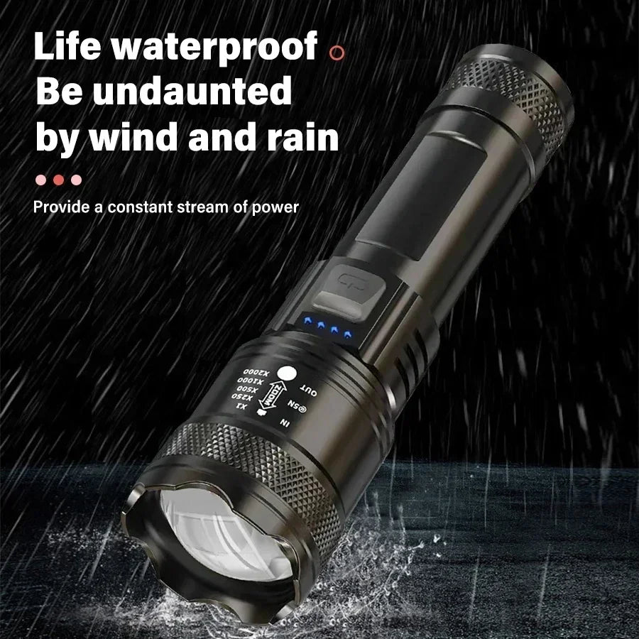 Lampe Torche LED Professionnelle Rechargeable USB - Écran Digital Zoom 100g - Camp de Base Farzen