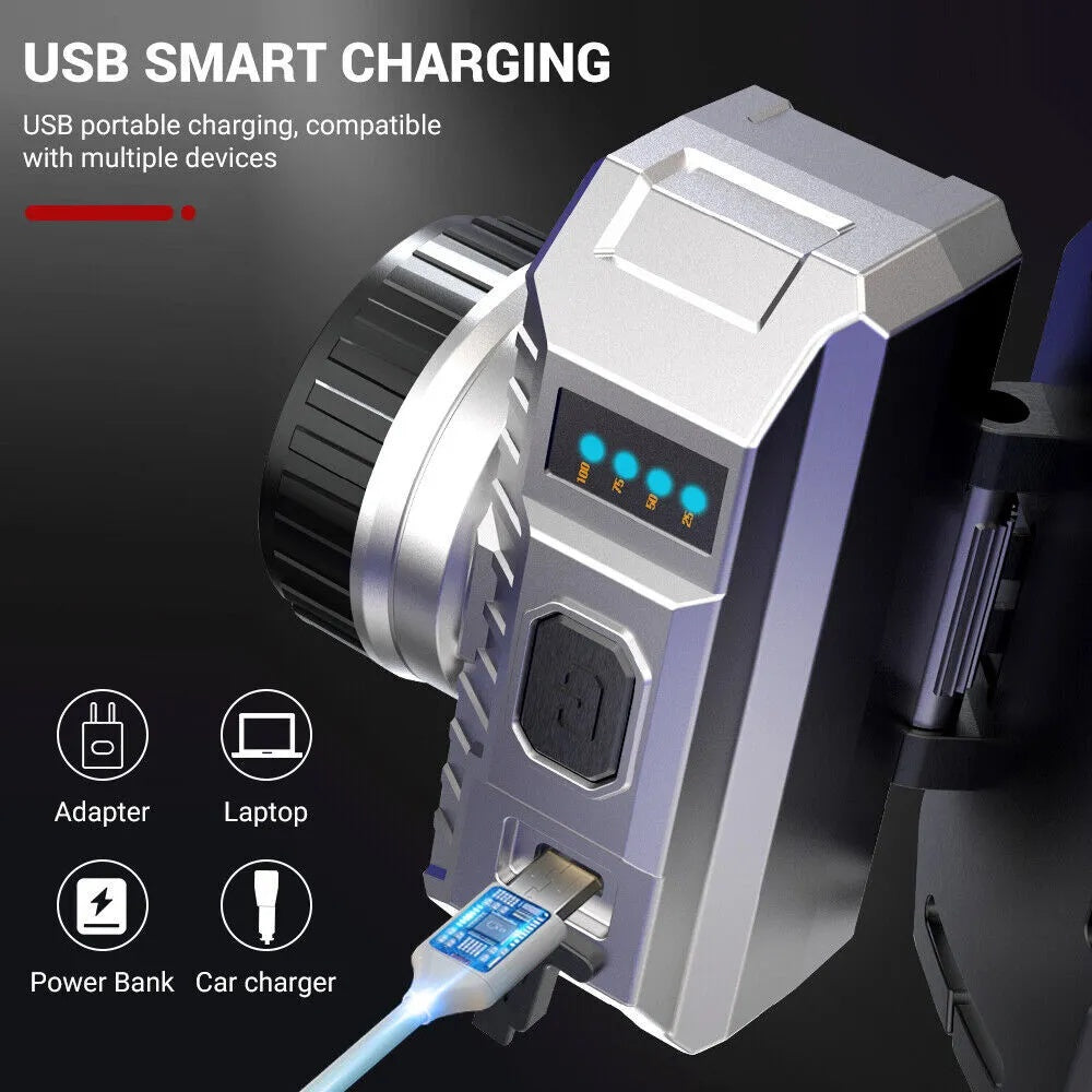 Lampe Frontale LED Rechargeable USB - Camping Randonnée 100g - Camp de Base Farzen