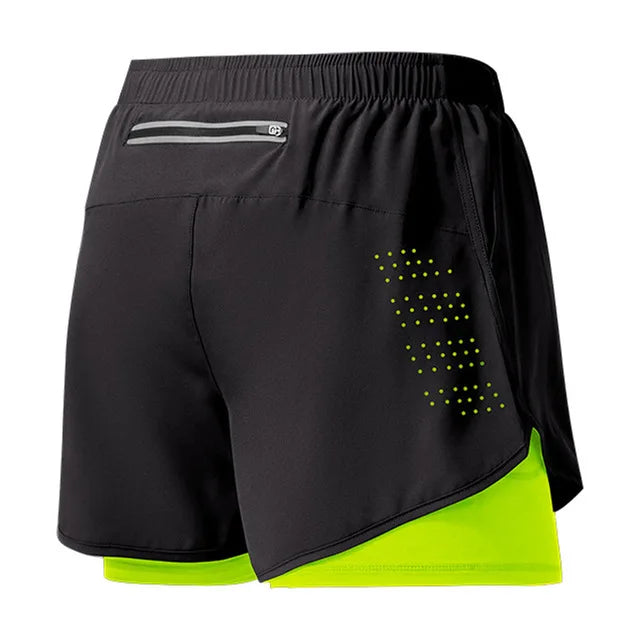 Short Fitness Homme Double Couche - Séchage Rapide Running Sport Noir - Camp de Base Farzen