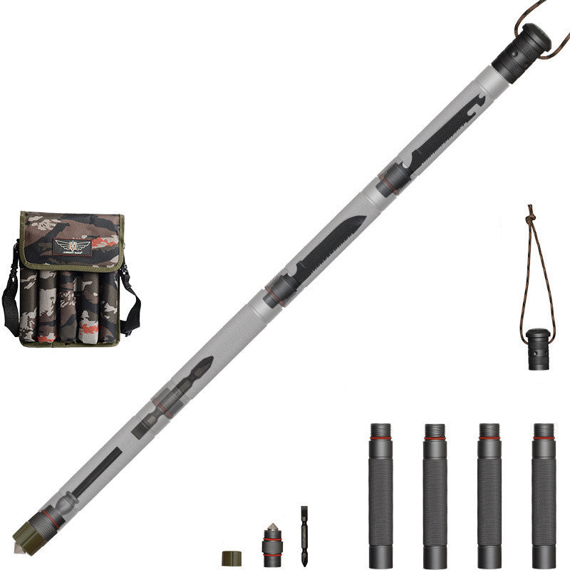 Bâton Randonnée Poignée Droite 4 Sections - Robuste 1145g - Camp de Base Farzen