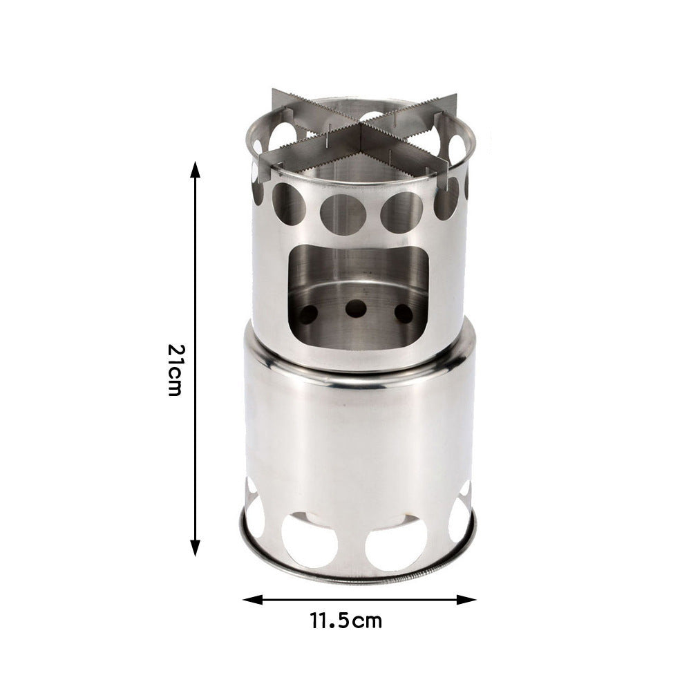 Réchaud Bois Portable Camping Acier Inoxydable Pliable - Camp de Base Farzen