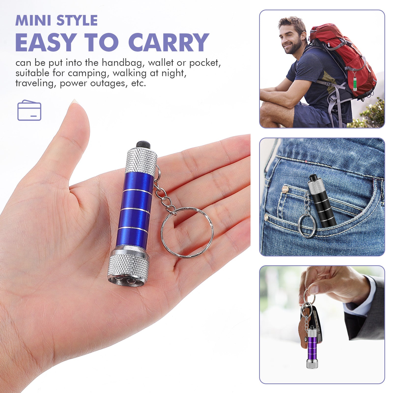 Mini Porte-Clés LED Urgence - Lampe Torche Aluminium Ultra-Légère - Camp de Base Farzen