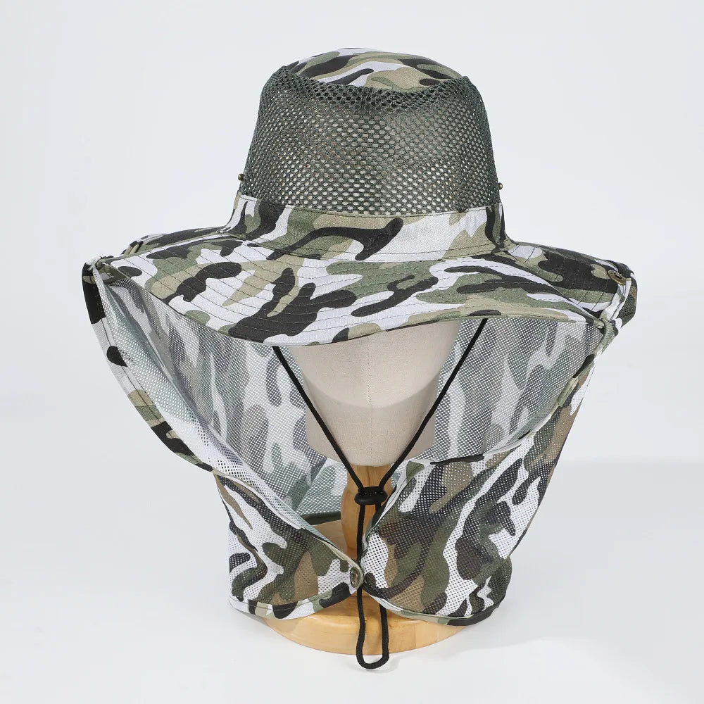 Chapeau Pêche Maille Respirante - Large Bord Nylon Anti-UV Pliable - Camp de Base Farzen