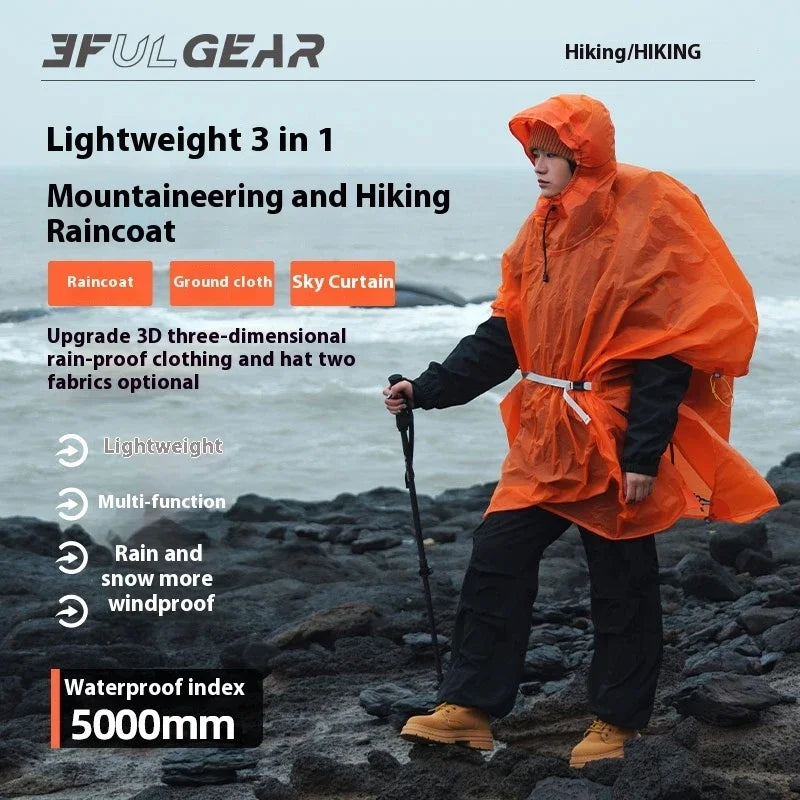 Poncho Imperméable 3 en 1 Ultraléger - Silicone 15D 200g - Camp de Base Farzen