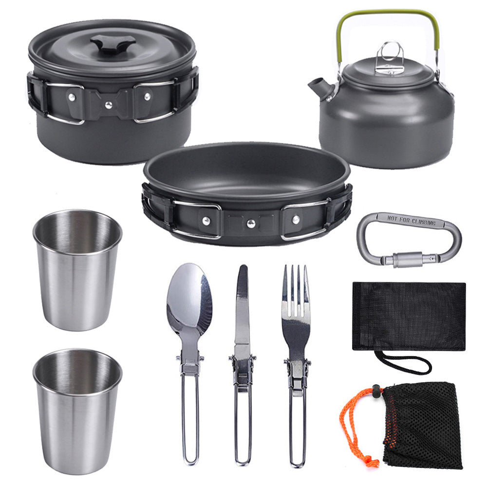 Bouilloire Outdoor Double Paroi 1,2L avec Kit Ustensiles - Camping 2-3 Personnes - Camp de Base Farzen