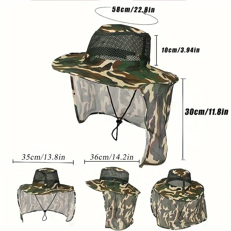 Chapeau Pêche Maille Respirante - Large Bord Nylon Anti-UV Pliable - Camp de Base Farzen