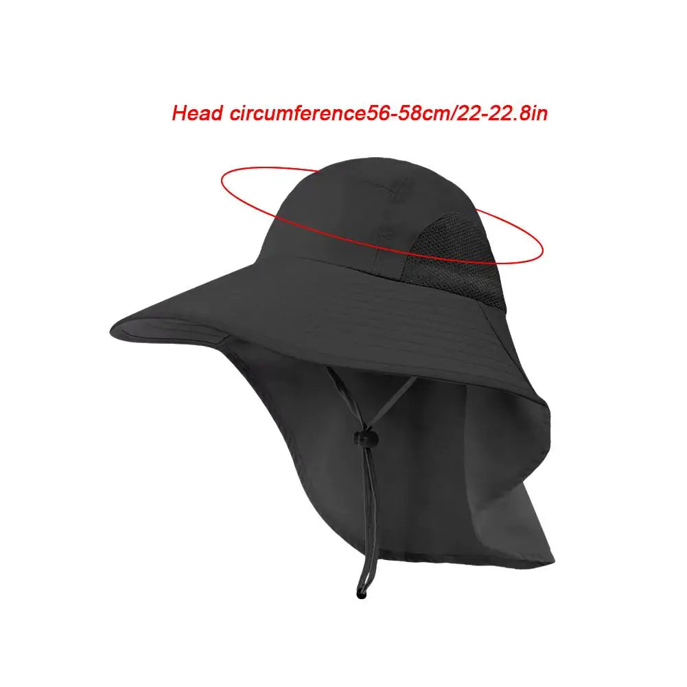 Chapeau Large Bord Rabat Nuque Anti-UV - Ajustable Polyester Outdoor - Camp de Base Farzen