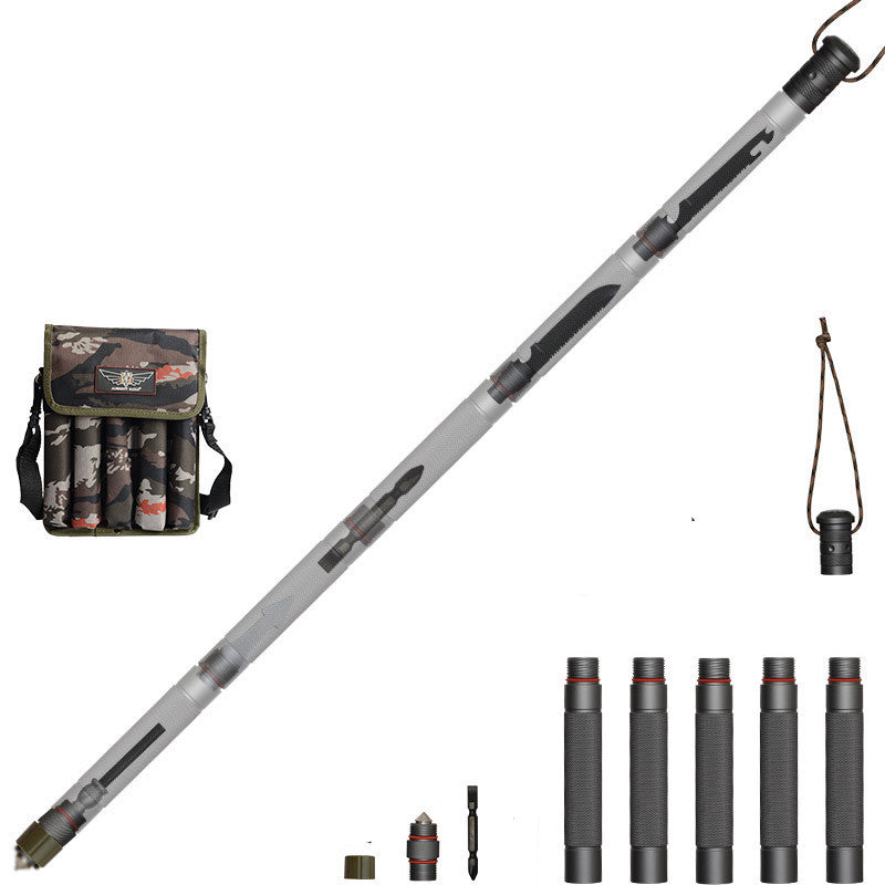 Bâton Randonnée Poignée Droite 4 Sections - Robuste 1145g - Camp de Base Farzen