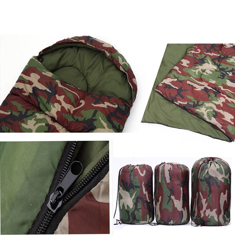 Sac de Couchage Camouflage Urgence - Polyester 170T (180+30)x75cm - Camp de Base Farzen