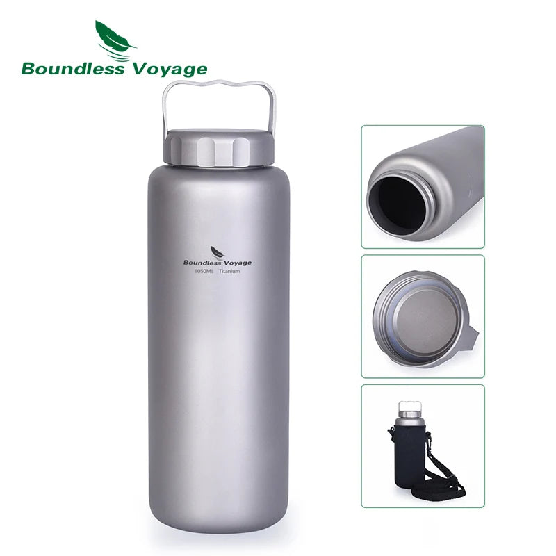 Gourde Titane 1050ml Grande Capacité - Anti-Fuite Expédition Longue Durée - Camp de Base Farzen