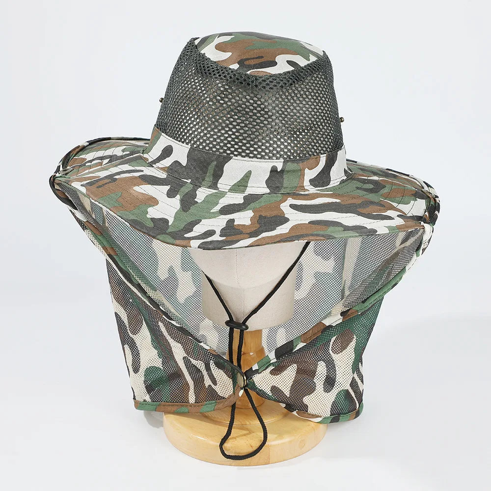 Chapeau Pêche Maille Respirante - Large Bord Nylon Anti-UV Pliable - Camp de Base Farzen