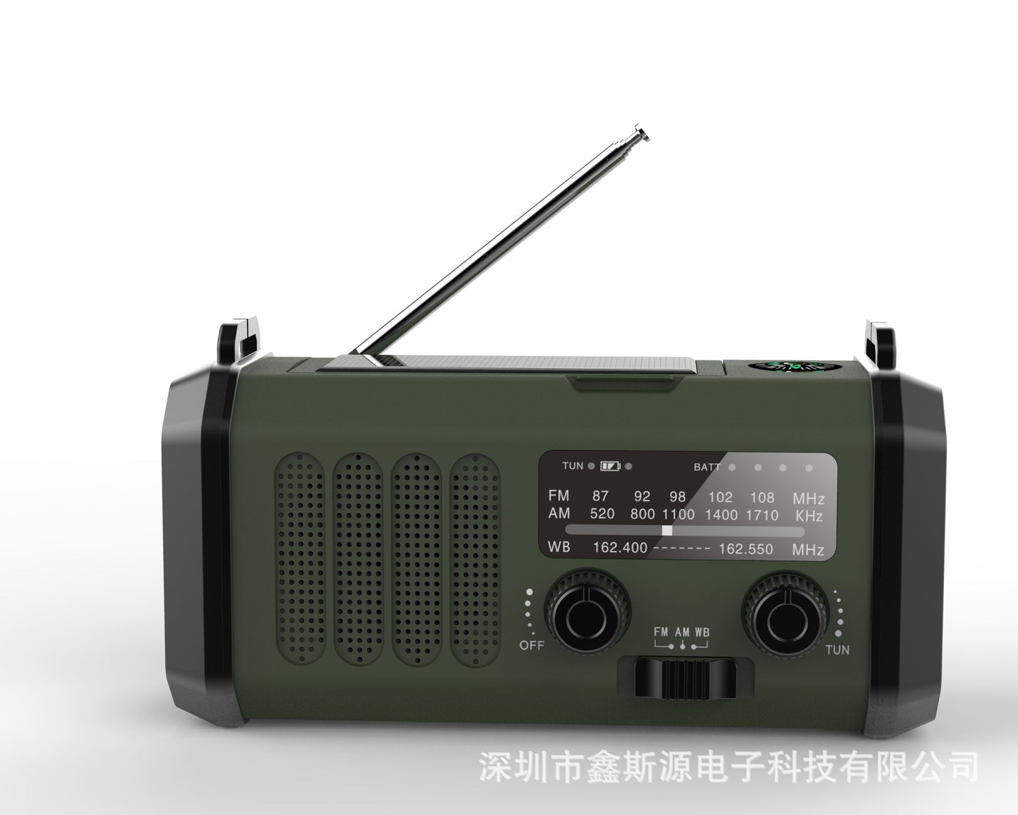 Radio d'Urgence Dynamo Solaire 3-en-1 | Lampe Torche & Boussole - Camp de Base Farzen