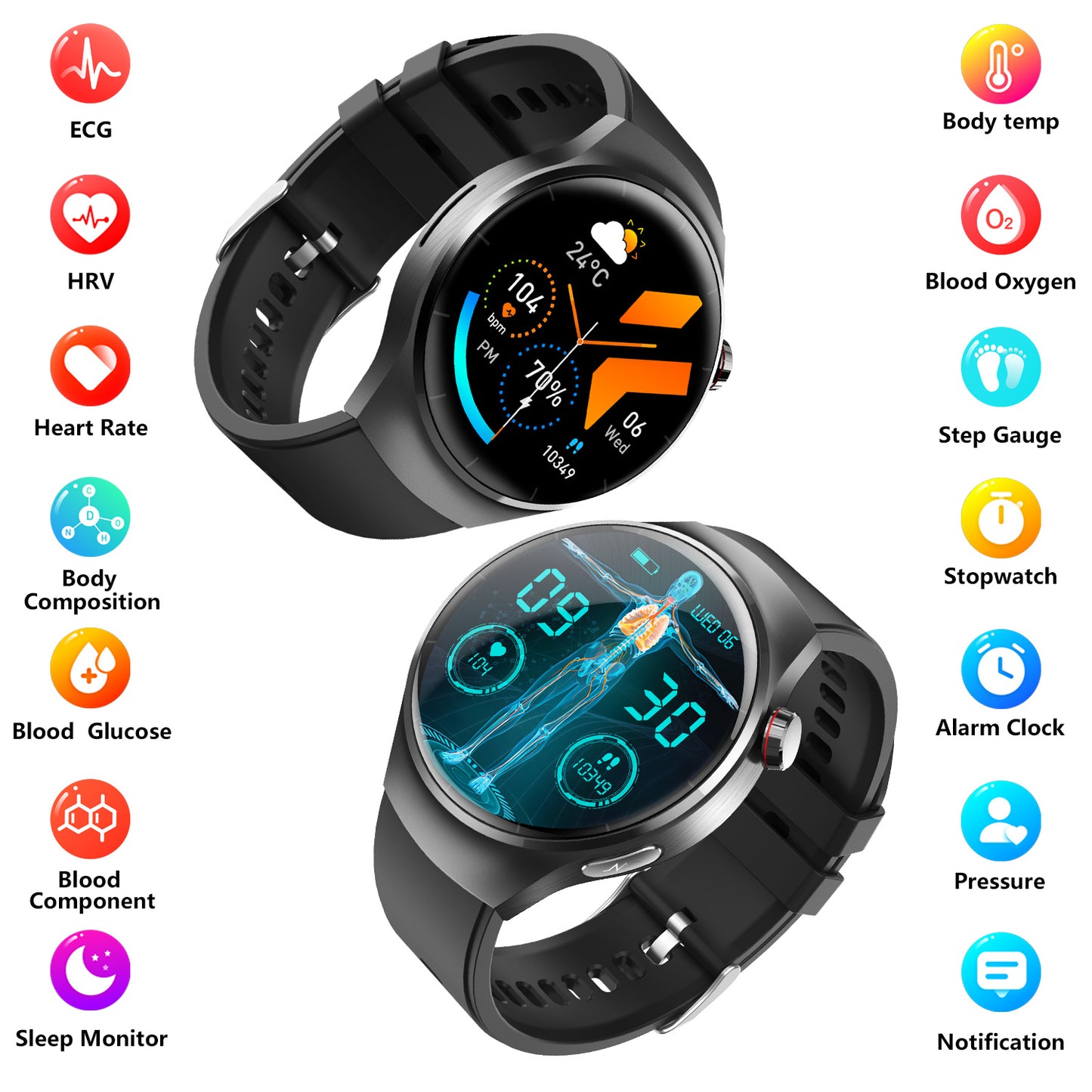 Montre Connectée Santé IP67 - Bluetooth Fitness 90g - Camp de Base Farzen