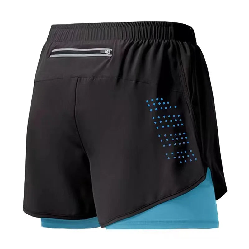 Short Fitness Homme Double Couche - Séchage Rapide Running Sport Noir - Camp de Base Farzen