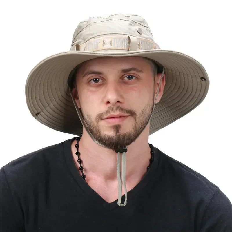 Chapeau Bob Été Homme Protection UV - Panama Safari Polyester Large Bord - Camp de Base Farzen