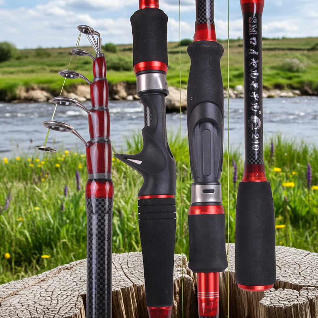 Canne Pêche Carbone Télescopique 1.8-3m - Mer Rivière - Camp de Base Farzen