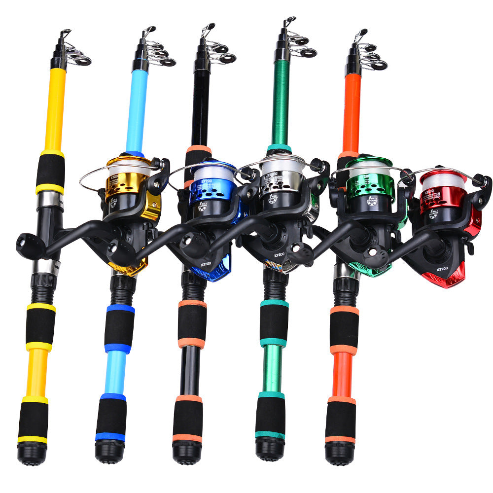 Kit Canne Pêche Télescopique + Moulinet - 1,5m/1,8m 5 Couleurs - Camp de Base Farzen