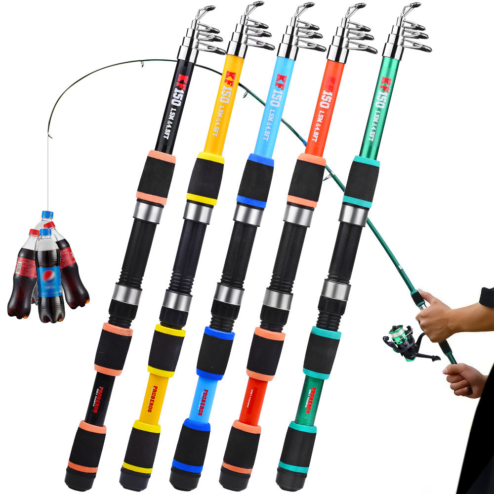 Kit Canne Pêche Télescopique + Moulinet - 1,5m/1,8m 5 Couleurs - Camp de Base Farzen