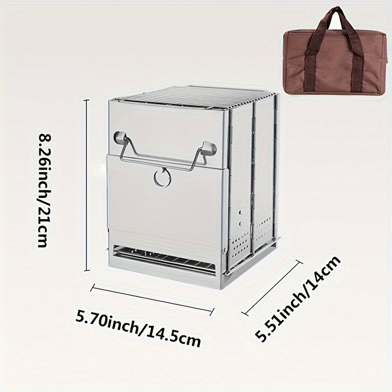 Mini Poêle Charbon Pliable Acier Inoxydable - Réchaud Portable 850g - Camp de Base Farzen