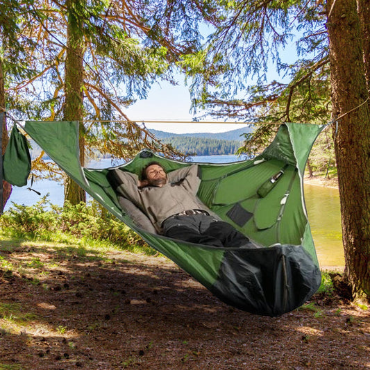Hamac Camping avec Moustiquaire Intégrée - Kit Suspension Complet 120kg - Camp de Base Farzen
