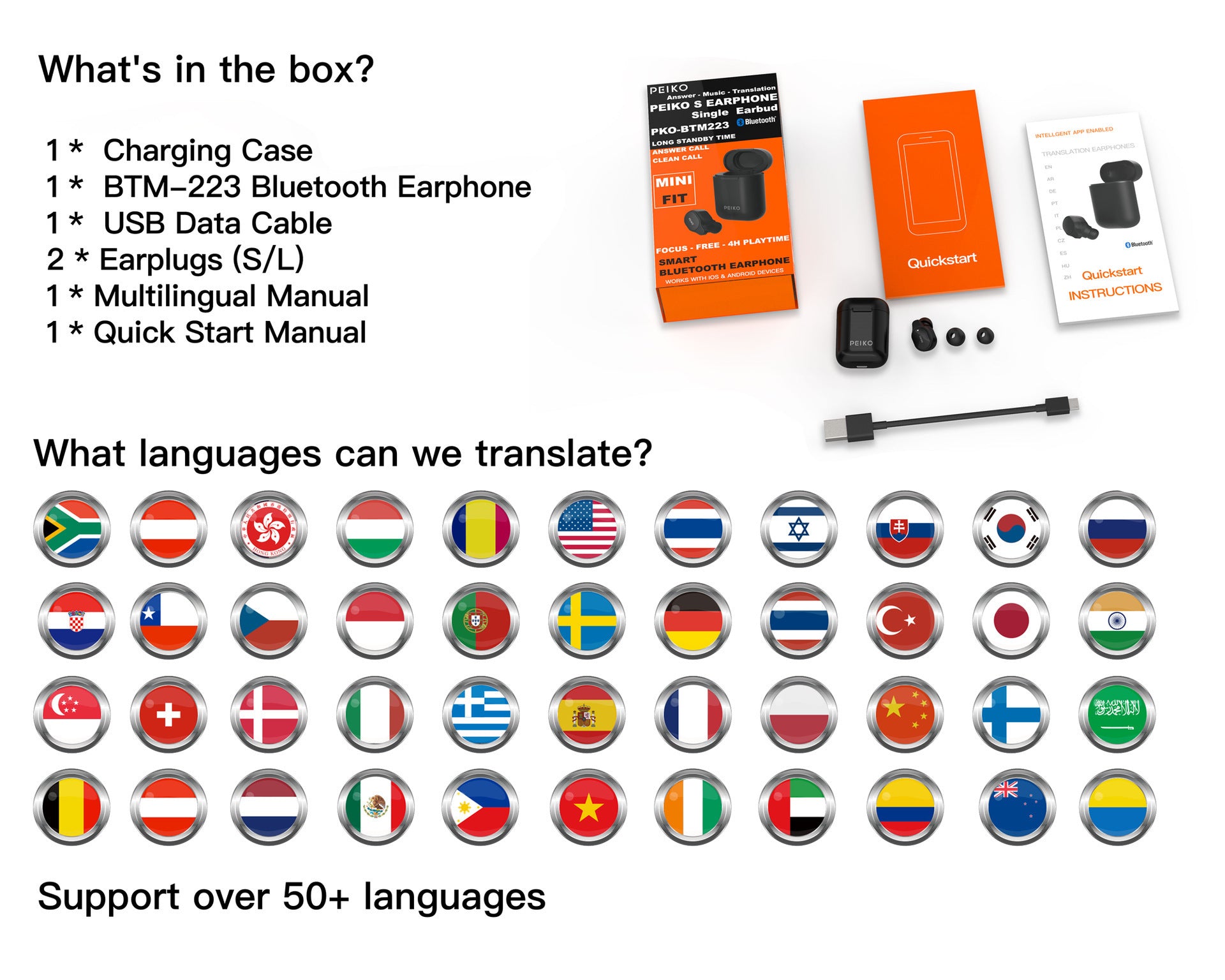 Ecouteurs de traduction Bluetooth intelligent - Camp de Base Farzen