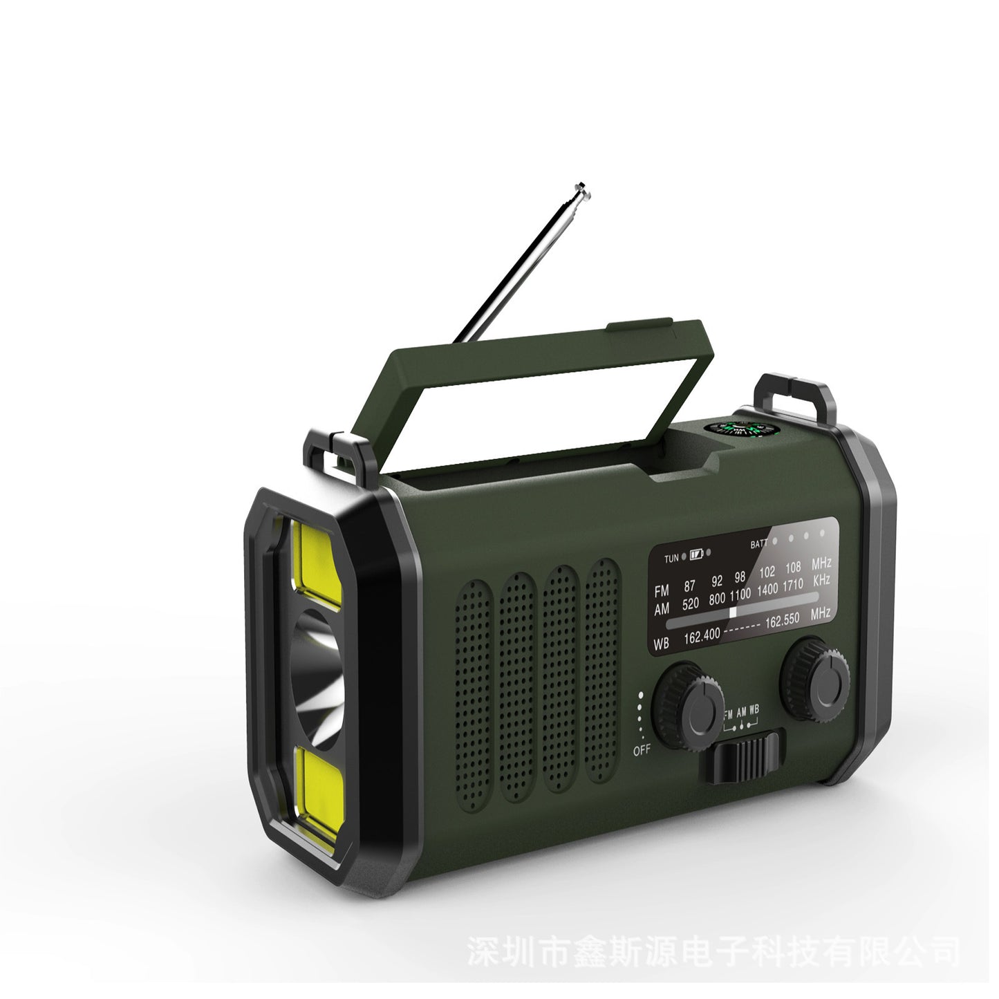 Radio d'Urgence Dynamo Solaire 3-en-1 | Lampe Torche & Boussole - Camp de Base Farzen