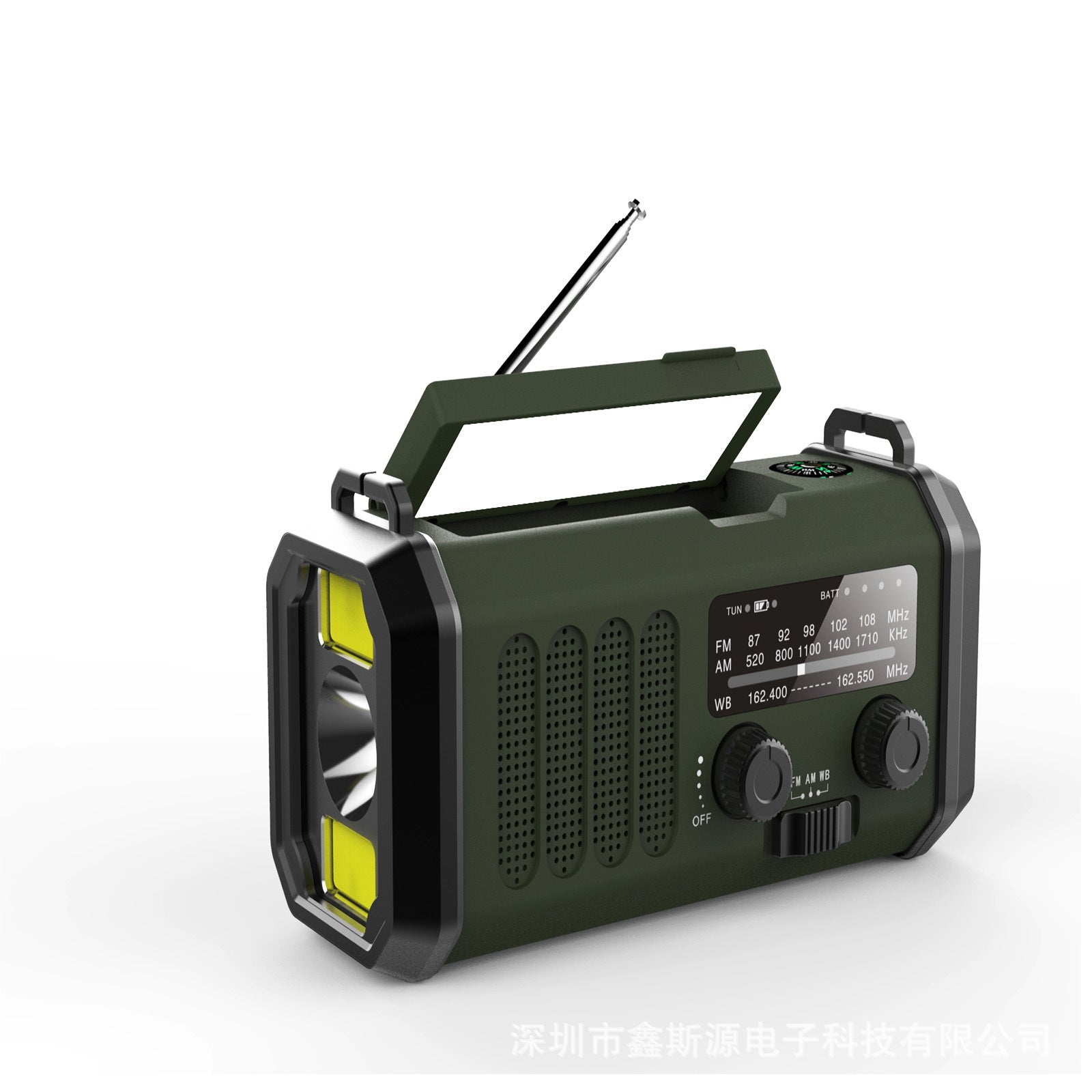Radio d'Urgence Dynamo Solaire 3-en-1 | Lampe Torche & Boussole - Camp de Base Farzen