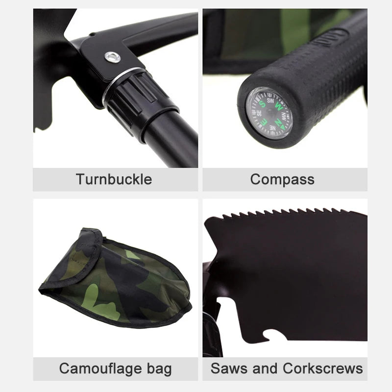 Pelle Pliante Multifonctionnelle - Télescopique Camping Jardin Grattoir Neige - Camp de Base Farzen