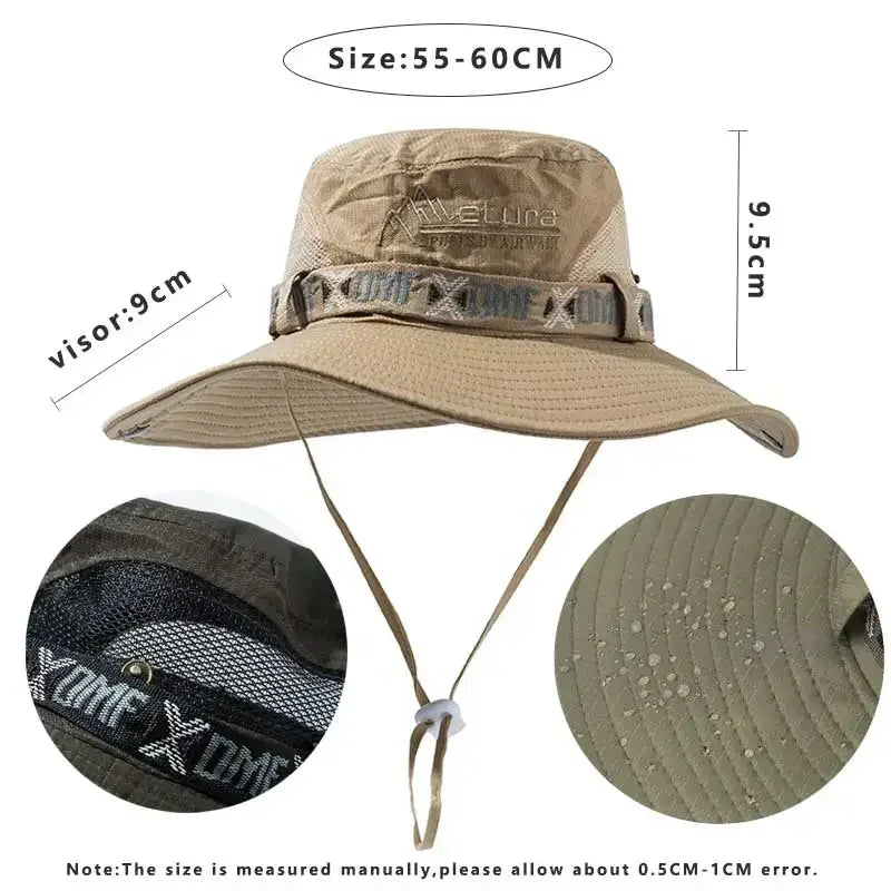 Chapeau Bob Été Homme Protection UV - Panama Safari Polyester Large Bord - Camp de Base Farzen