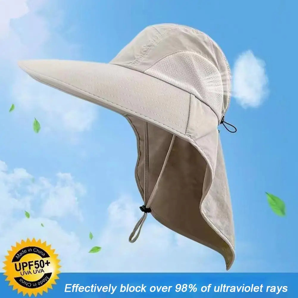 Chapeau Large Bord Rabat Nuque Anti-UV - Ajustable Polyester Outdoor - Camp de Base Farzen